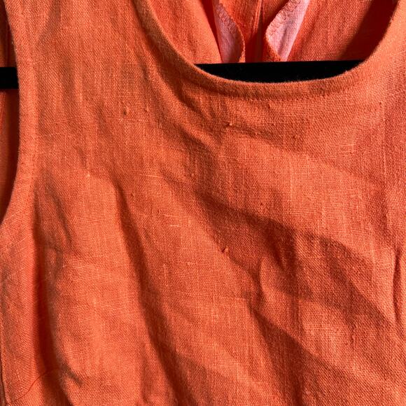 f.l.‎ malik 100% Linen Orange Beaded Hem Sleeveless Top Small USA - Picture 2 of 6